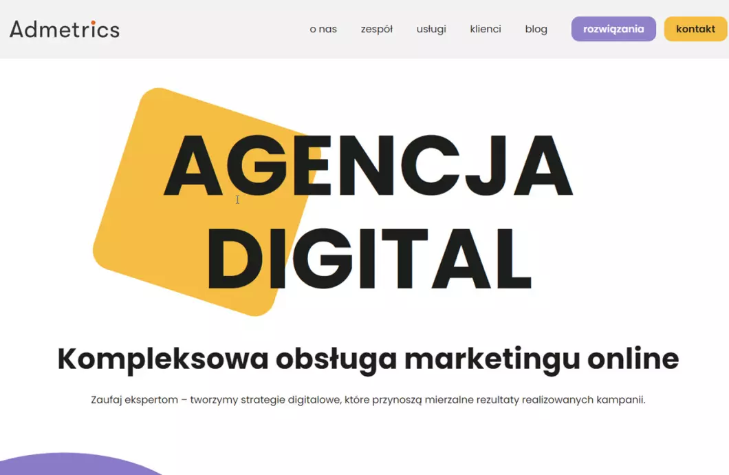 Admetrics - zrzut ekranu