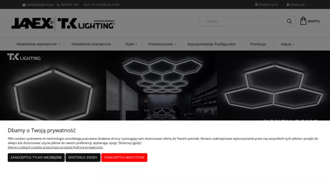 Sklep z oświetleniem TK Lighting - zrzut ekranu